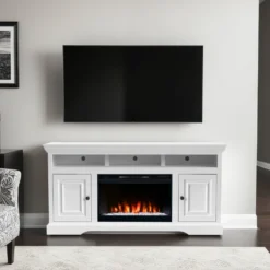 Final Sale 64" Charleston Fireplace TV Stand -Tv Cabinet Store Charleston 64 FIRE WCHR5210.WHT LS 1