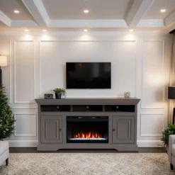 Final Sale 64" Charleston Fireplace TV Stand -Tv Cabinet Store Charleston 64 FIRE WCHR5213.MSH LS 2