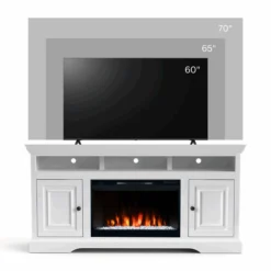 Final Sale 64" Charleston Fireplace TV Stand -Tv Cabinet Store Charleston 64 FIRE WHT with 70 TV scaled