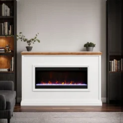 66" Sonoma Transitional Electric Fireplace Mantel 34 66" Sonoma Transitional Electric Fireplace Mantel -Tv Cabinet Store WSNM5480.JWB Lifestyle