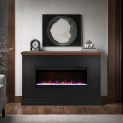 66" Sonoma Transitional Electric Fireplace Mantel 39 66" Sonoma Transitional Electric Fireplace Mantel -Tv Cabinet Store WSNM5482.SWK Lifestyle